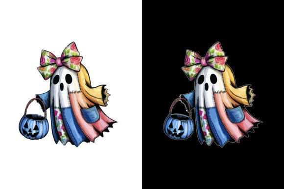 Cute Patchwork Ghost Wearing Quilted Png