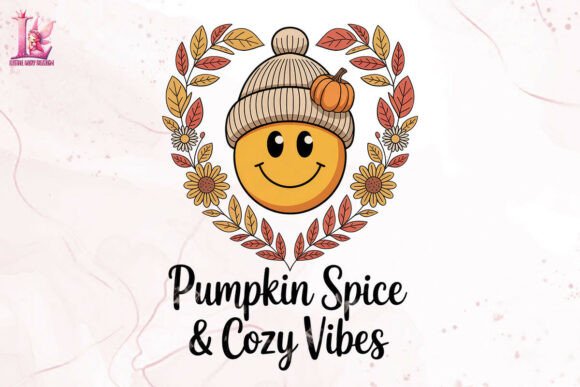 Pumpkin Spice and Cozy Vibes PNG Gráfico Plantillas de Impresión Por Little Lady Design