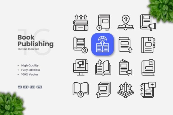 Book Publishing Outline Icons