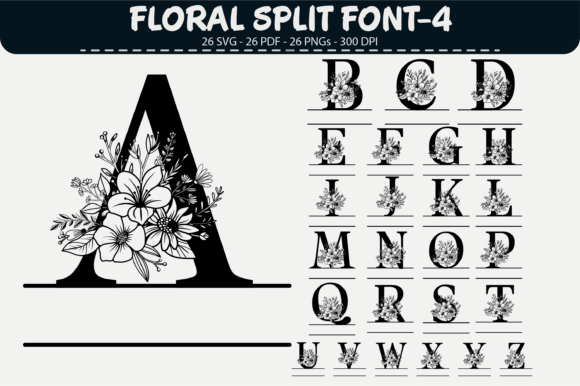 Floral Split Letters Designs Graphics