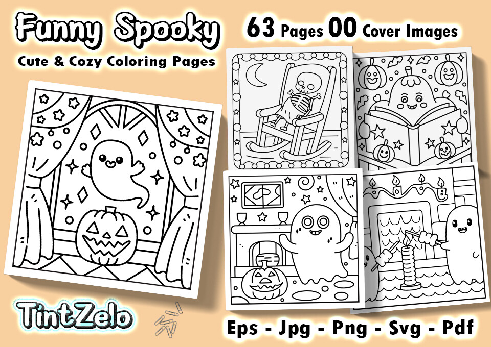 Funny Spooky Cute & Cozy Coloring Pages