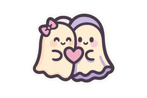 Ghost Couple with Heart Gráfico Etiquetas y adhesivos Por OCA Creative Labs
