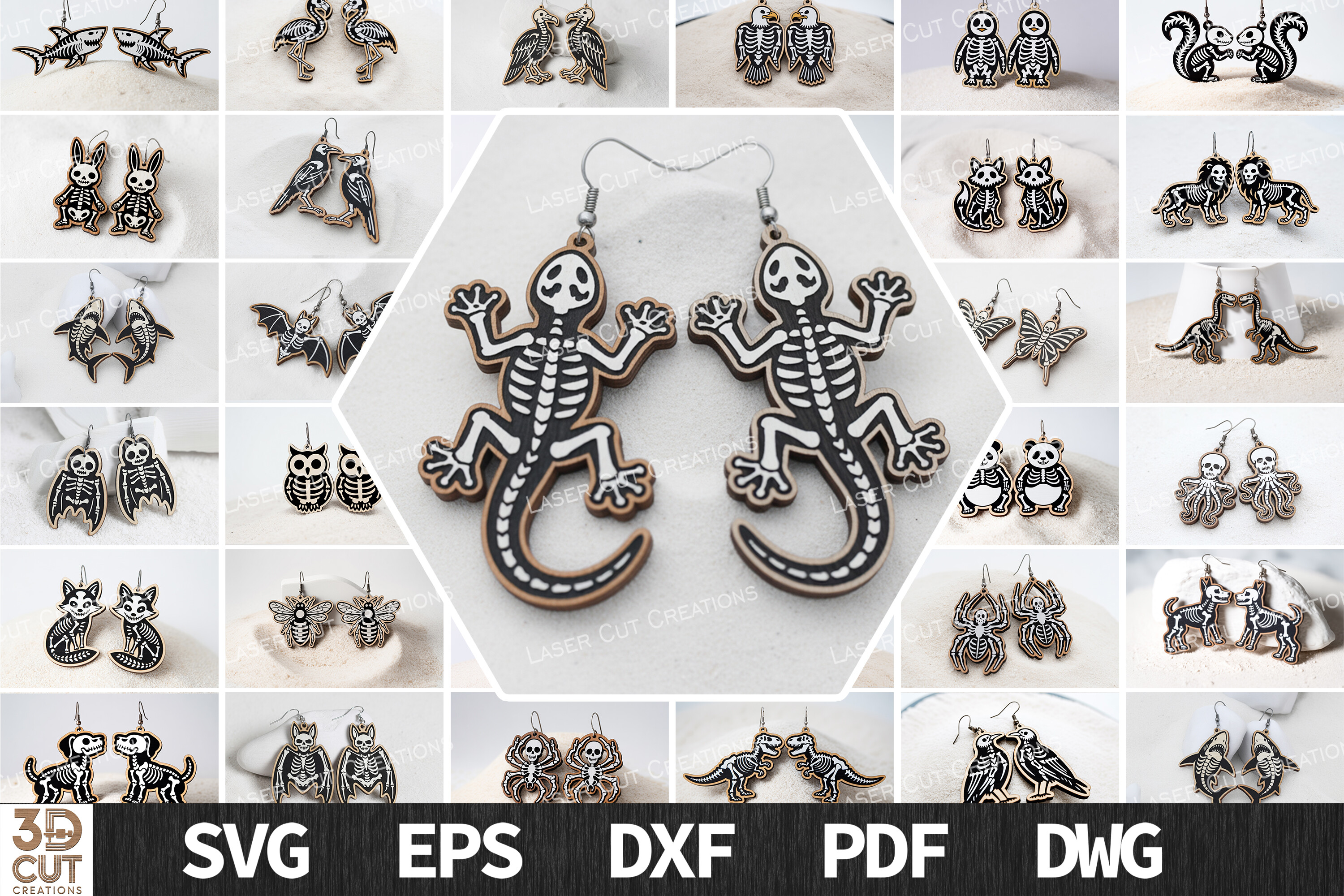 Halloween Skeleton Animal Earrings Set