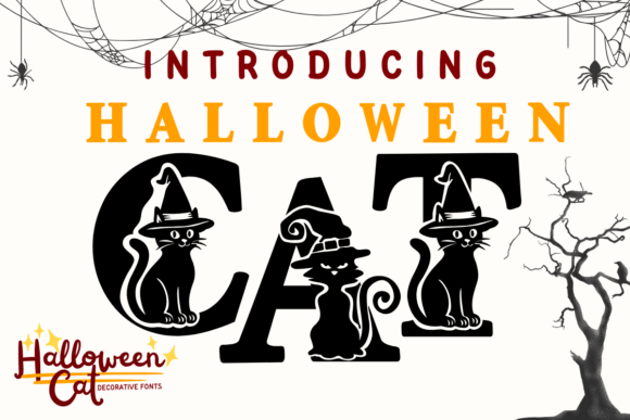 Preview specimen of Halloween Cat decorative font