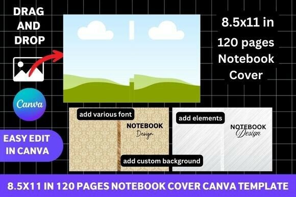 KDP Cover Template 8.5x11 in 120 Page
