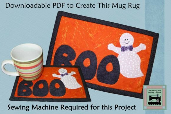 PDF Pattern for Boo Ghost Mug Rug