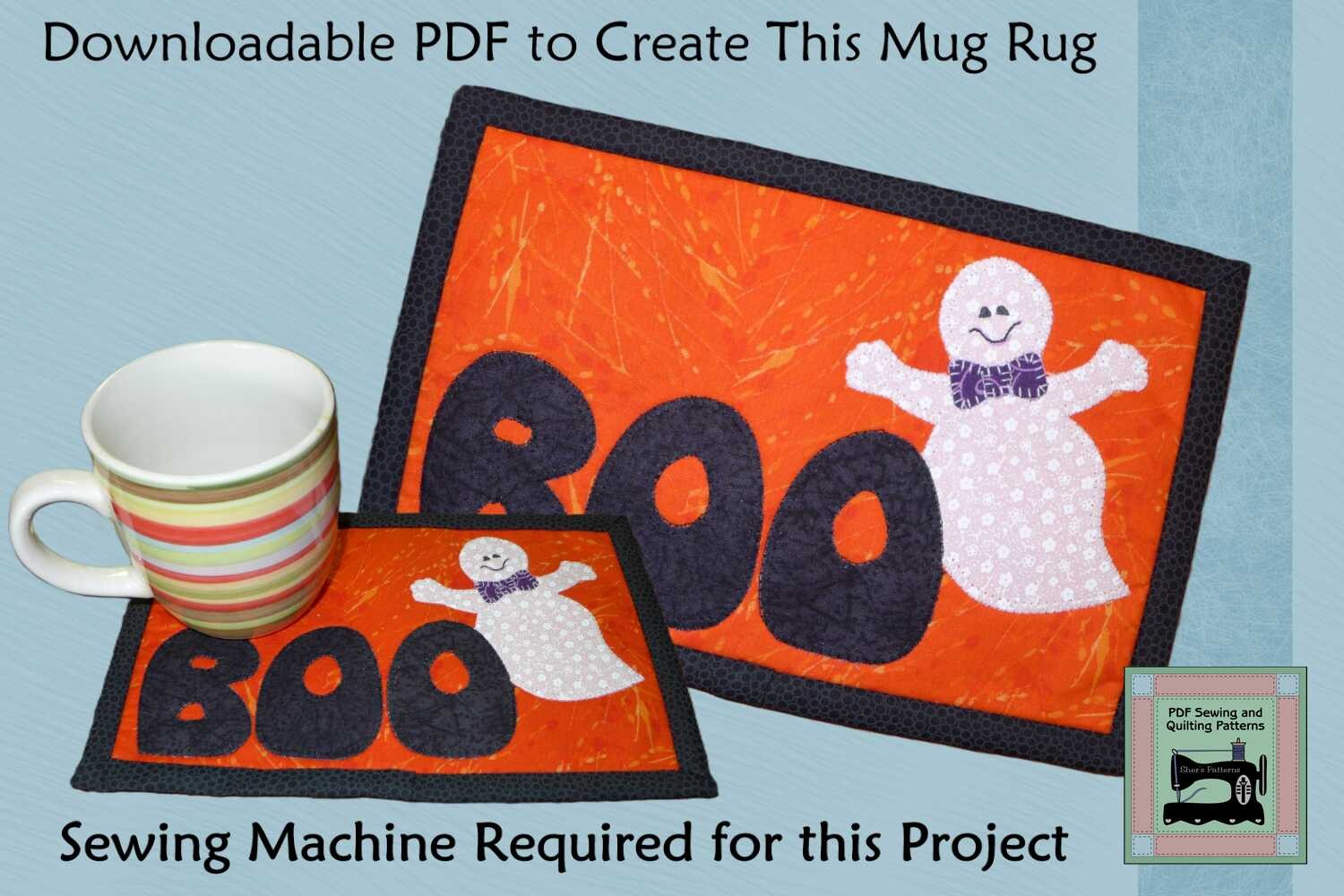 PDF Pattern for Boo Ghost Mug Rug
