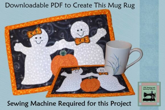 PDF Pattern for Ghostly Friends Mug Rug