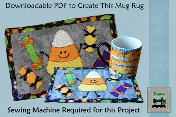 PDF Pattern for Happy Candy Corn Mug Rug