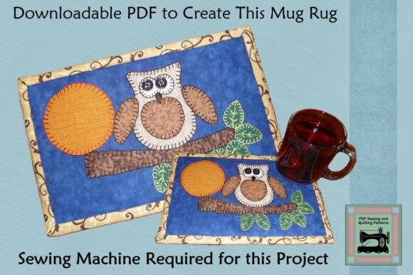 PDF Pattern for Harvest Owl Mug Rug