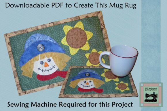 PDF Pattern for Scarecrow Mug Rug