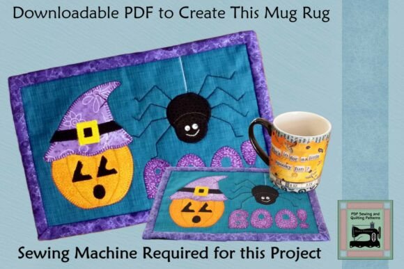 PDF Pattern for Startled Pumpkin Mug Rug