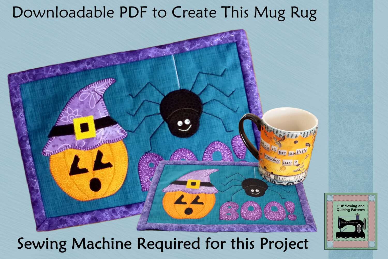 PDF Pattern for Startled Pumpkin Mug Rug