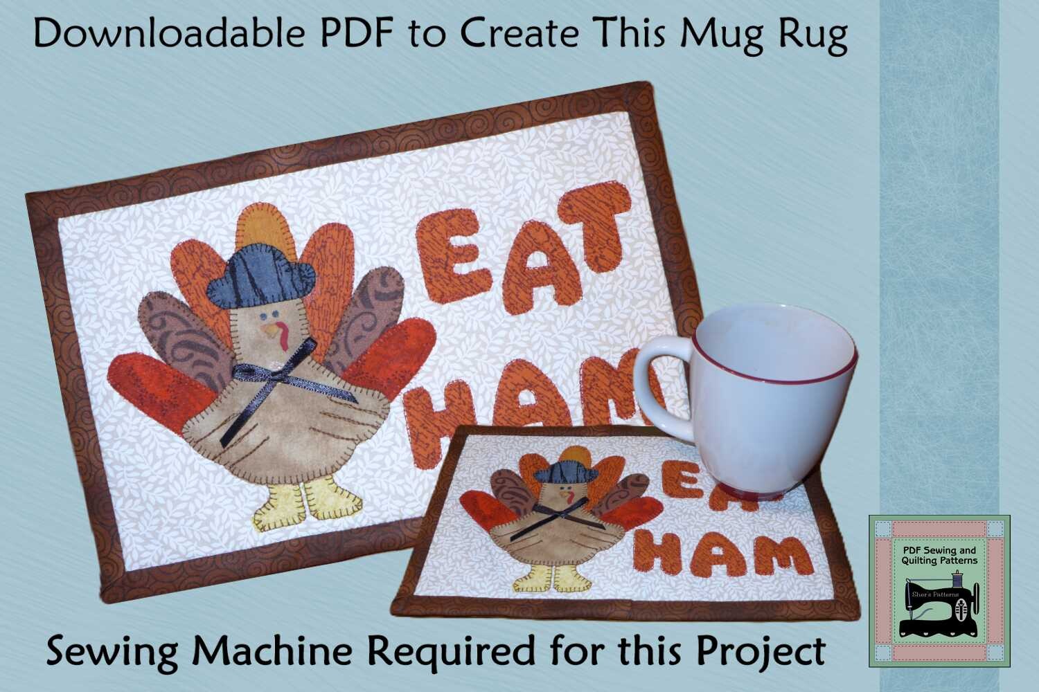 PDF Pattern for Turkey Mug Rug