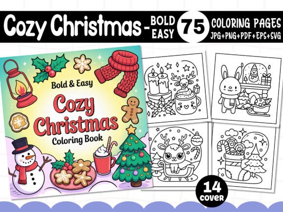 Bold Easy Cozy Christmas Coloring Pages