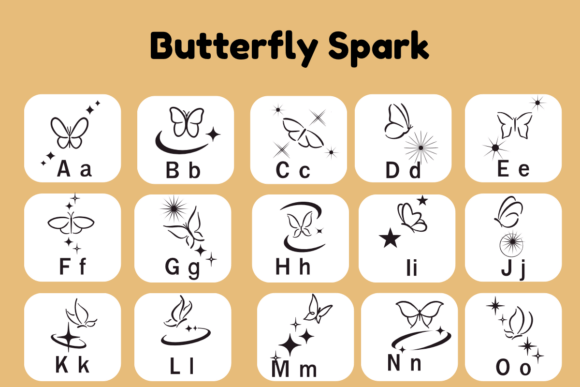 Butterfly Spark Font PNG with transparent background - Preview 4
