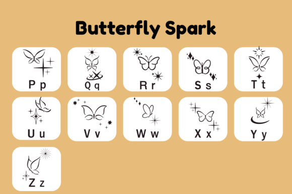 Butterfly Spark Font PNG with transparent background - Preview 5
