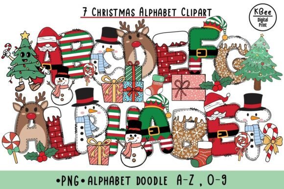 Christmas Alphabet Letters Sublimation