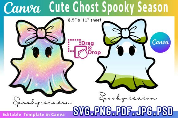 Cute Ghost Spooky Season Canva Template Graphics
