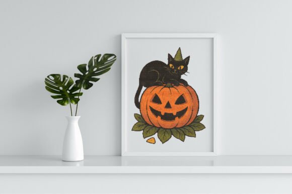 Halloween Cat & Pumpkin Cross Stitch