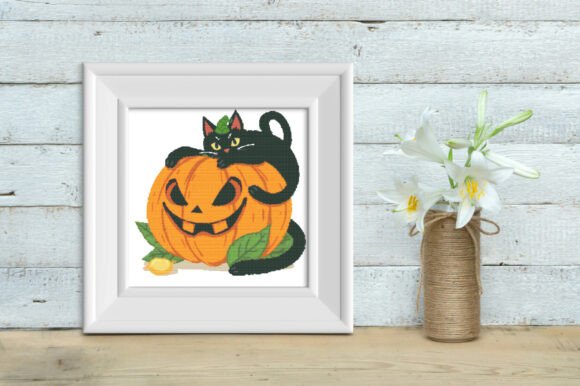 Halloween Pumpkin & Black Cat Charm