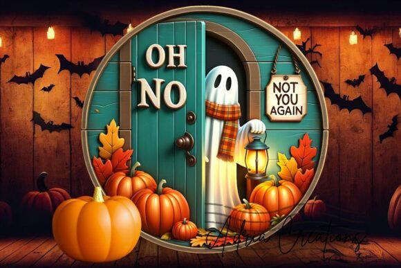 Halloween Funny Ghost Round Sign Png