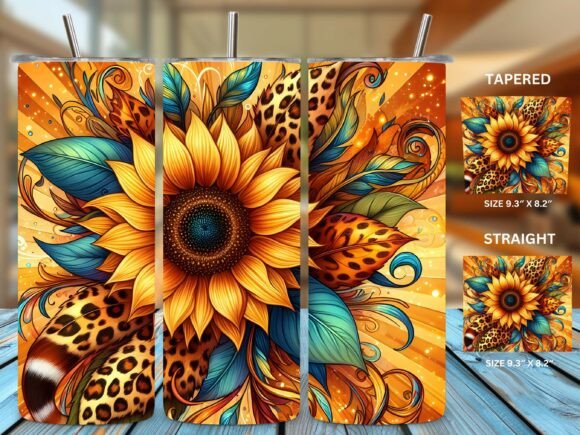 20oz Sunflowers Leopard Tumbler Wraps