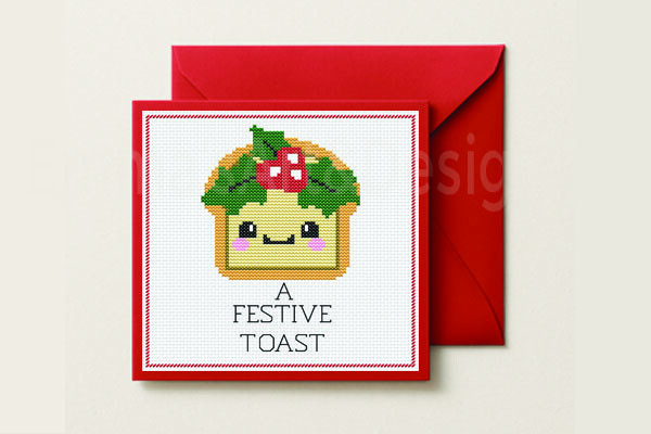 A Festive Toast, Stitch Christmas Card