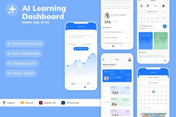AI Learning Dashboard Mobile App UI Kit