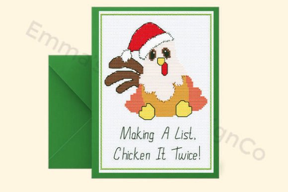 Chicken List, Stitch Christmas Card
