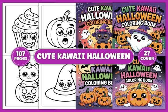 Cute Kawaii Halloween Coloring Book