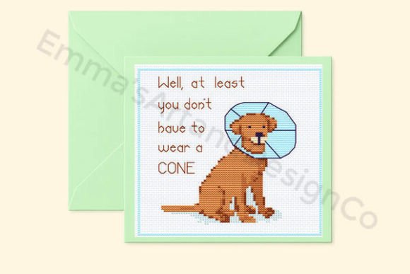 Dog Cone, Stitch Get Well Card