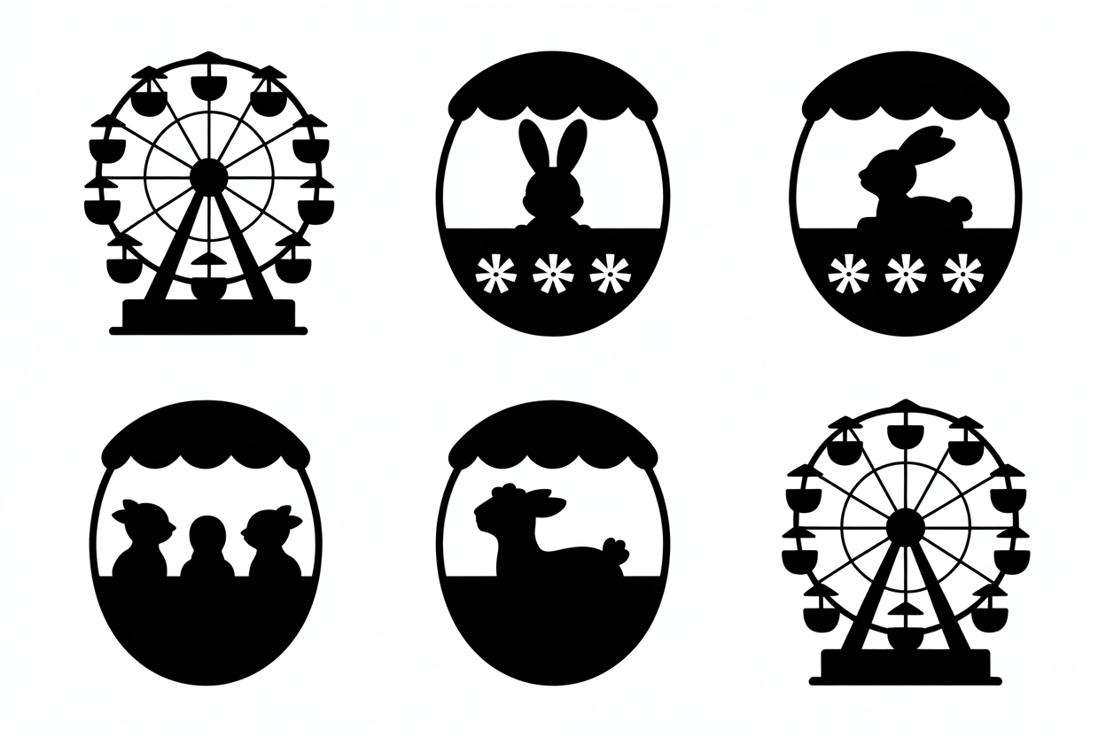 Easter Bunny and Ferris Wheel Silhouette