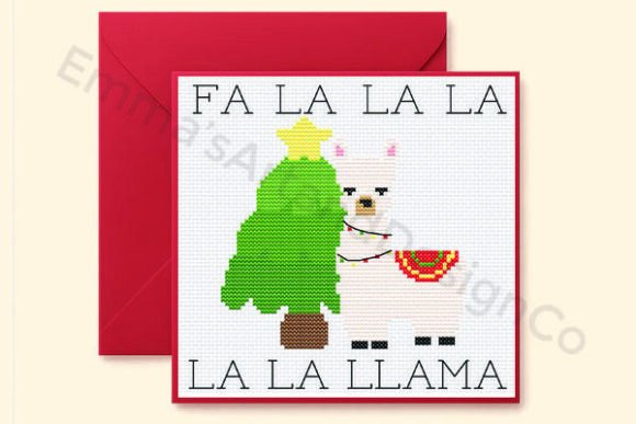 Fa La La Lamma, Stitch Christmas Card