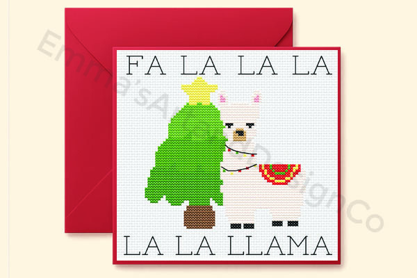Fa La La Lamma, Stitch Christmas Card
