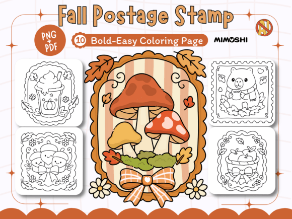Fall Postage Stamp Coloring Pages