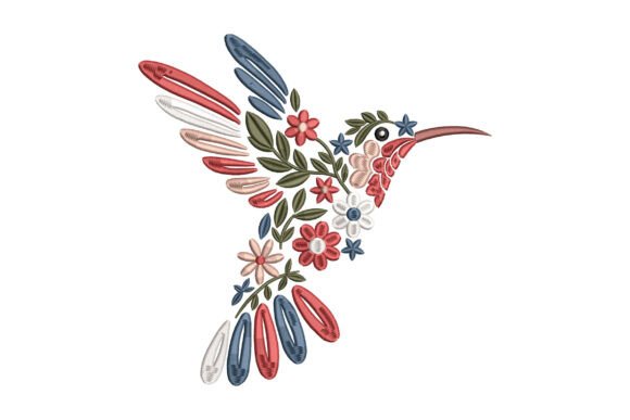 Floral Hummingbird Embroidery
