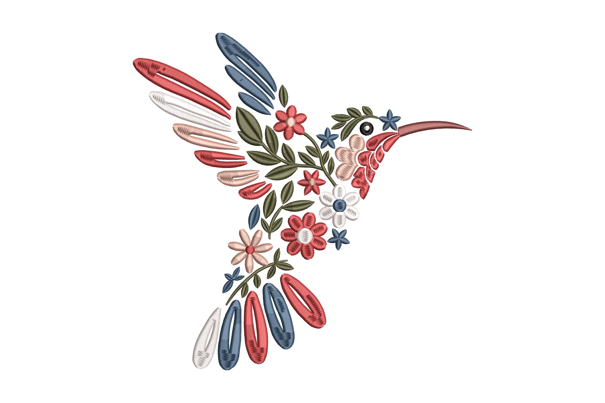 Floral Hummingbird Embroidery