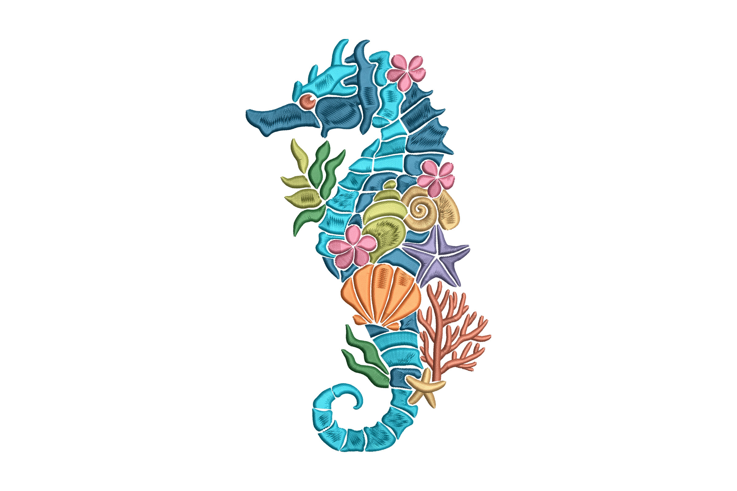 Floral Seahorse Embroidery
