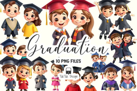 Graduation Kids Clipart PNG Illustration Gráfico Recursos para el aula Por TukTuk Design