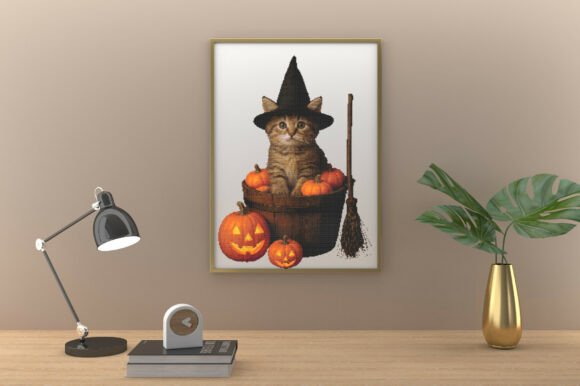 Halloween Pumpkin Pail Witch Kitty