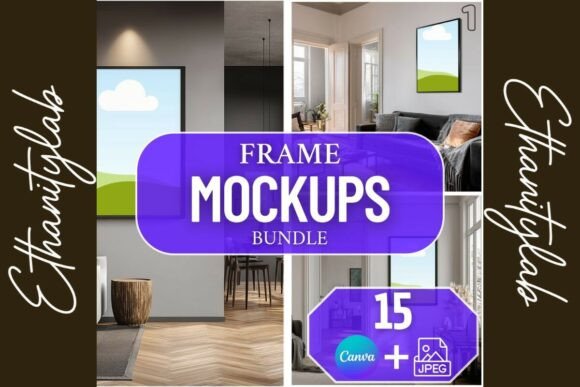 Living Room Mockups 2 | Canva & JPEG Graphic Frames & Posters By ethanitylab