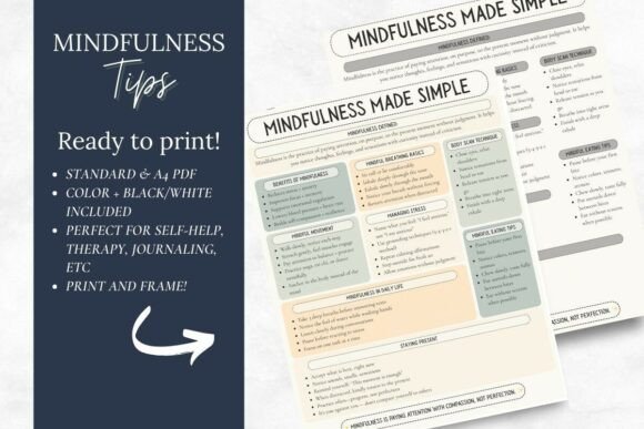 Mindfulness Guide.pdf Mindfulness Cheat Sheet | Printable PDF Graphic by Softly Grounded ...