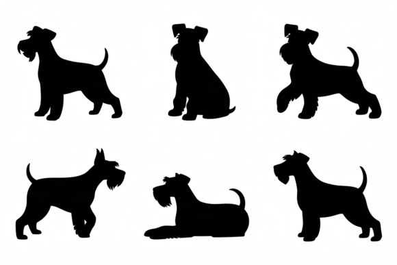 Miniature schnauzer dog silhouettes