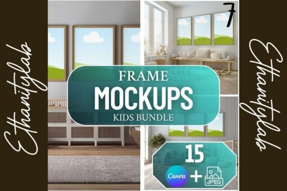 Nursery Triptych Mockups | Canva 15 Grafik Rahmen & Poster Von ethanitylab