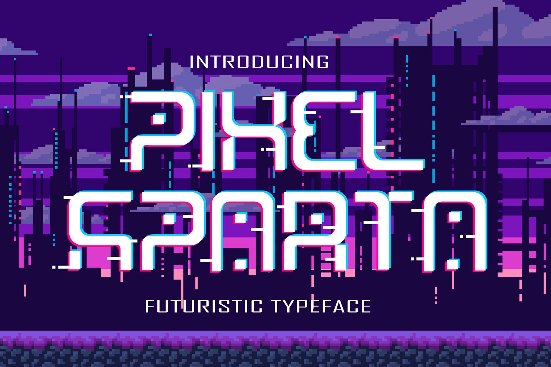 Pixel Sparta font preview in a pixel gaming style