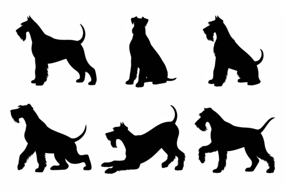 Schnauzer silhouettes in various poses