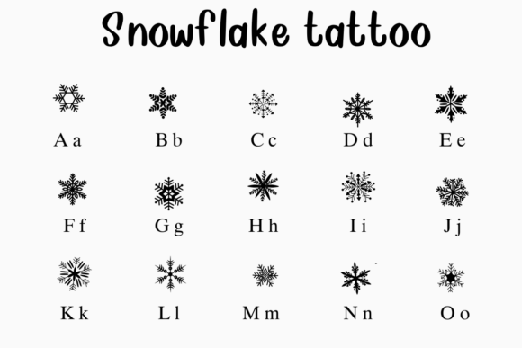 Snowflake Tattoo Font PNG with transparent background - Preview 1