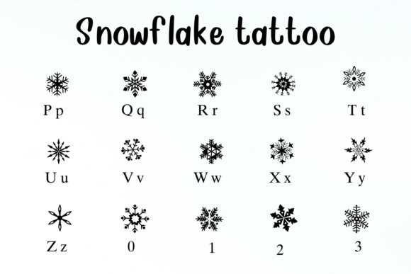 Snowflake Tattoo Font PNG with transparent background - Preview 2