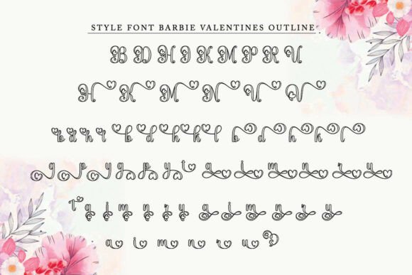 Barbie Valentines Outline Font - Preview 6